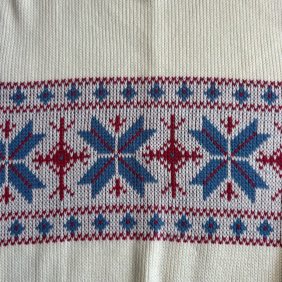Crown Sportwear Vintage Sweater Women’s Nordic Cream Red Blue Size Women’s L - Picture 2 of 6